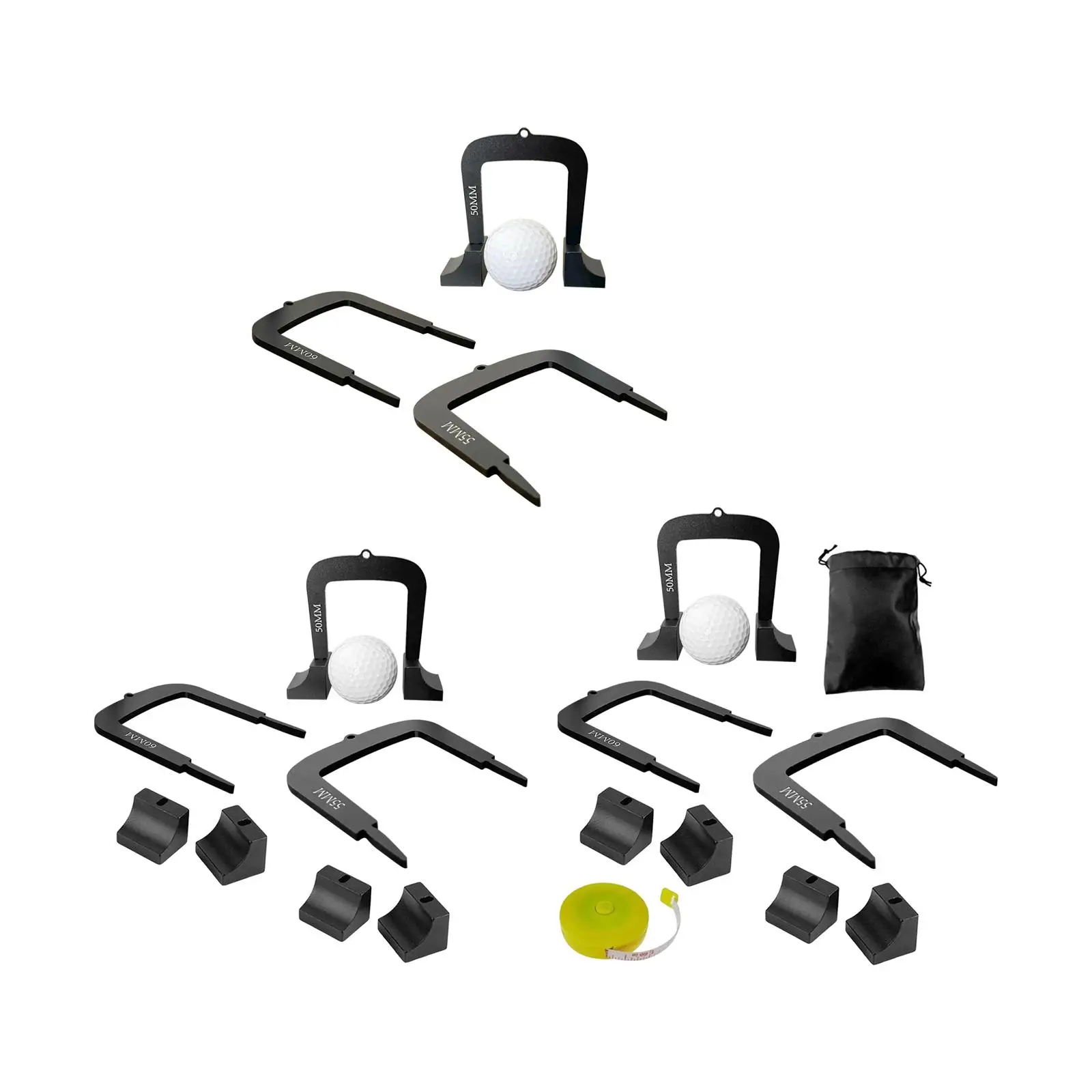 3x Golf Putting Gates Golf Training Equipment for Putt Alignment & Control Metal Putter Target for Indoor Outdoor with Bases