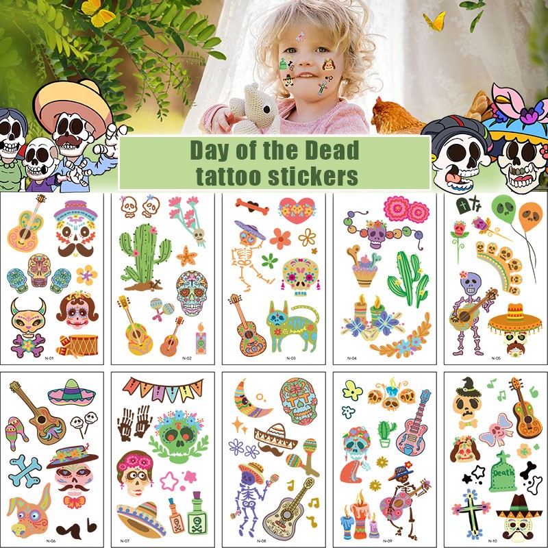 Best of 10 Pack Fake Tattoo Stickers Cartoon Temporary Tattoos Kids Arm Tattoos Kids Mexican Day Of The Dead Party Tattoo Stickers Reviews & Tips