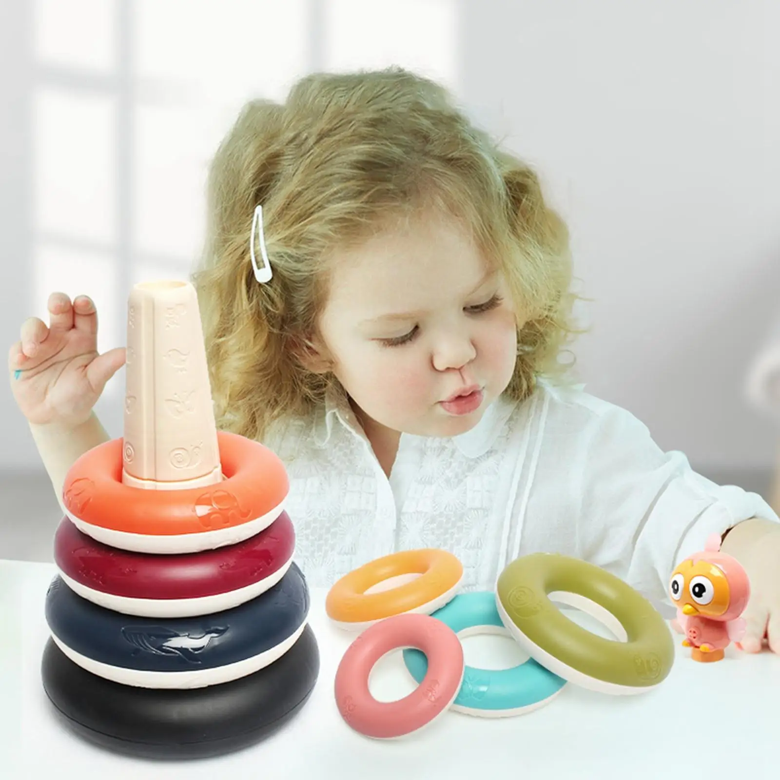 Baby Stacking  Circles  Circle Chewing Rainbow Sequencing Sorter Education Puzzle  Game for Boys Girls Kids