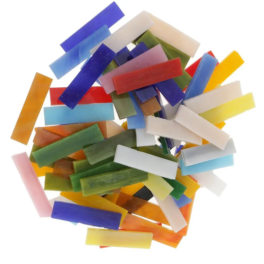 70 Pieces Rectangle Shape Assorted Colors Glass Pieces Mosaic Tiles Tessera for Arts DIY x40mm