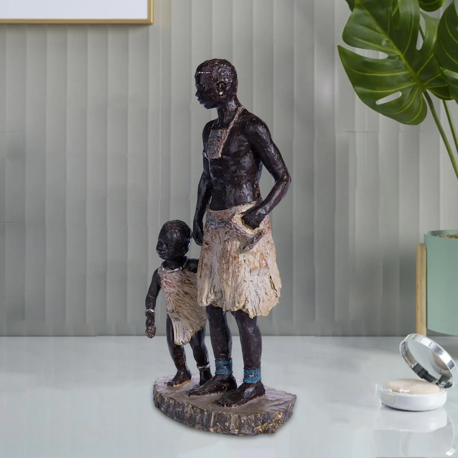 Father and Kid Resin Figurines Office Decor Shelves African Statue Sculpture