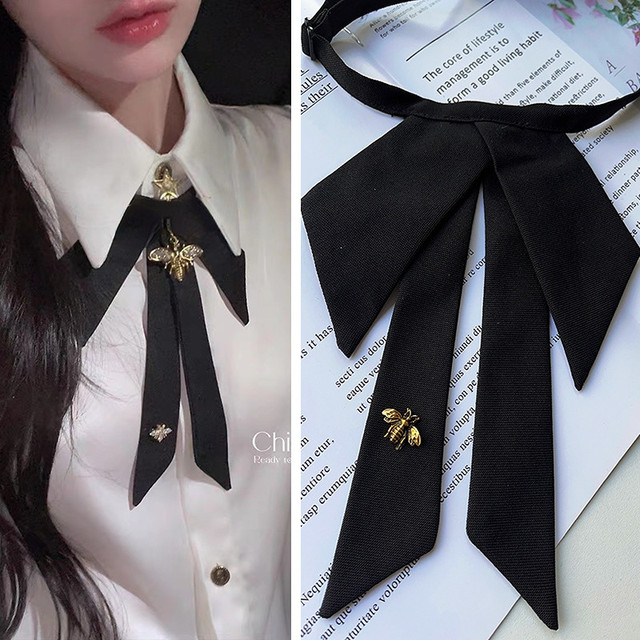 Leather Bow Tie Female Pearl Flower Bowtie Punk Metal Buckle Free Bowknot  School Uniform Ornament Shirt Collar Tie Accessories - Ties - AliExpress