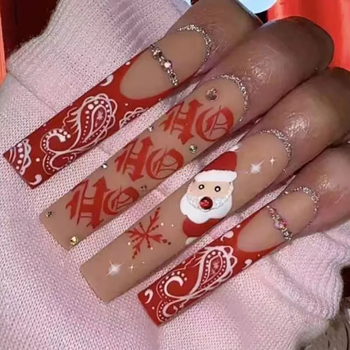 Best of 24Pcs Christmas Exclusive False Nails Wearable Long Xmas Style Fake Nails Elk Snowflake Design Full Cover Press On Nail Tips Reviews & Tips