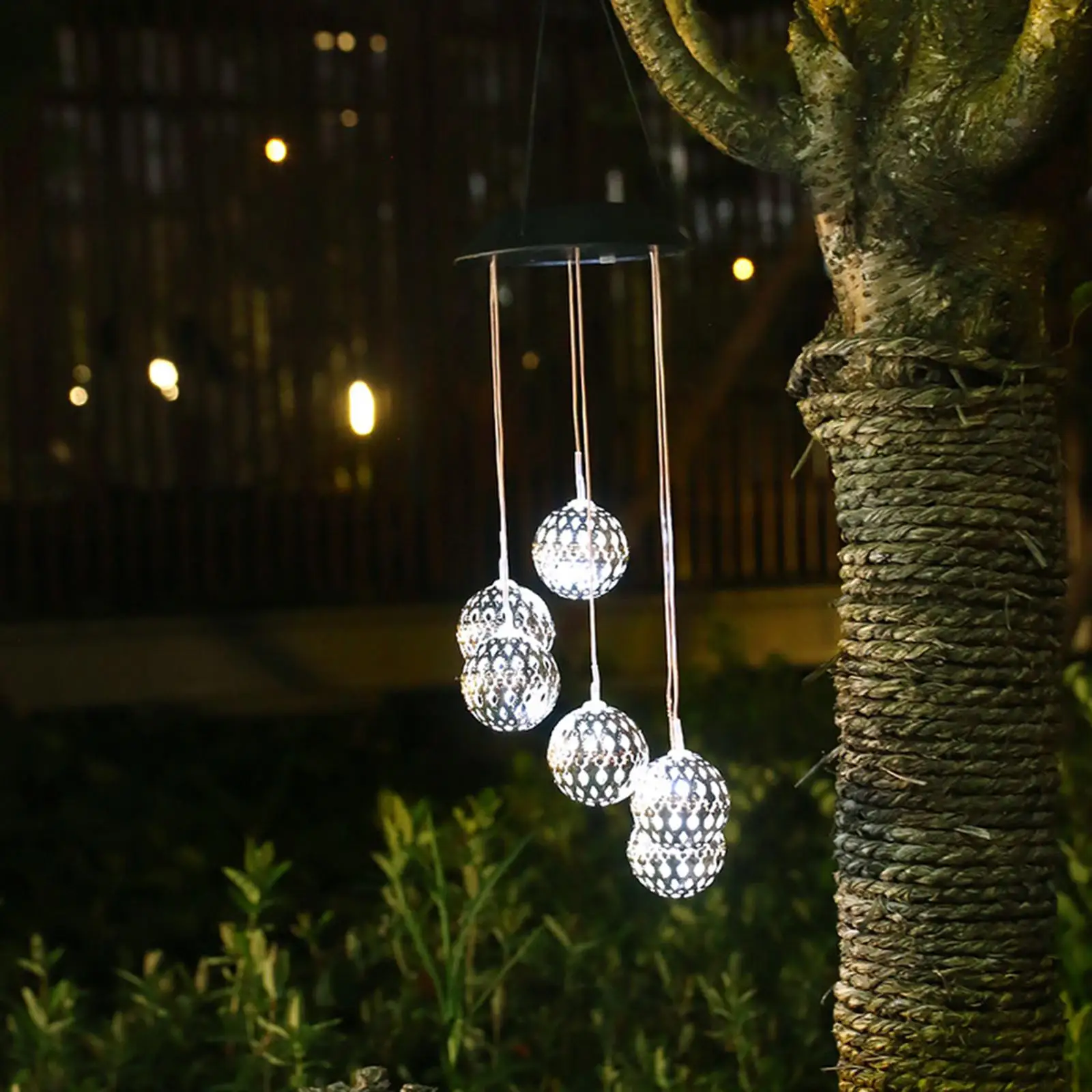 Crystal Ball Wind Chimes Changing Colors LED Solar Lights Decorative Romantic for Festival Decoration