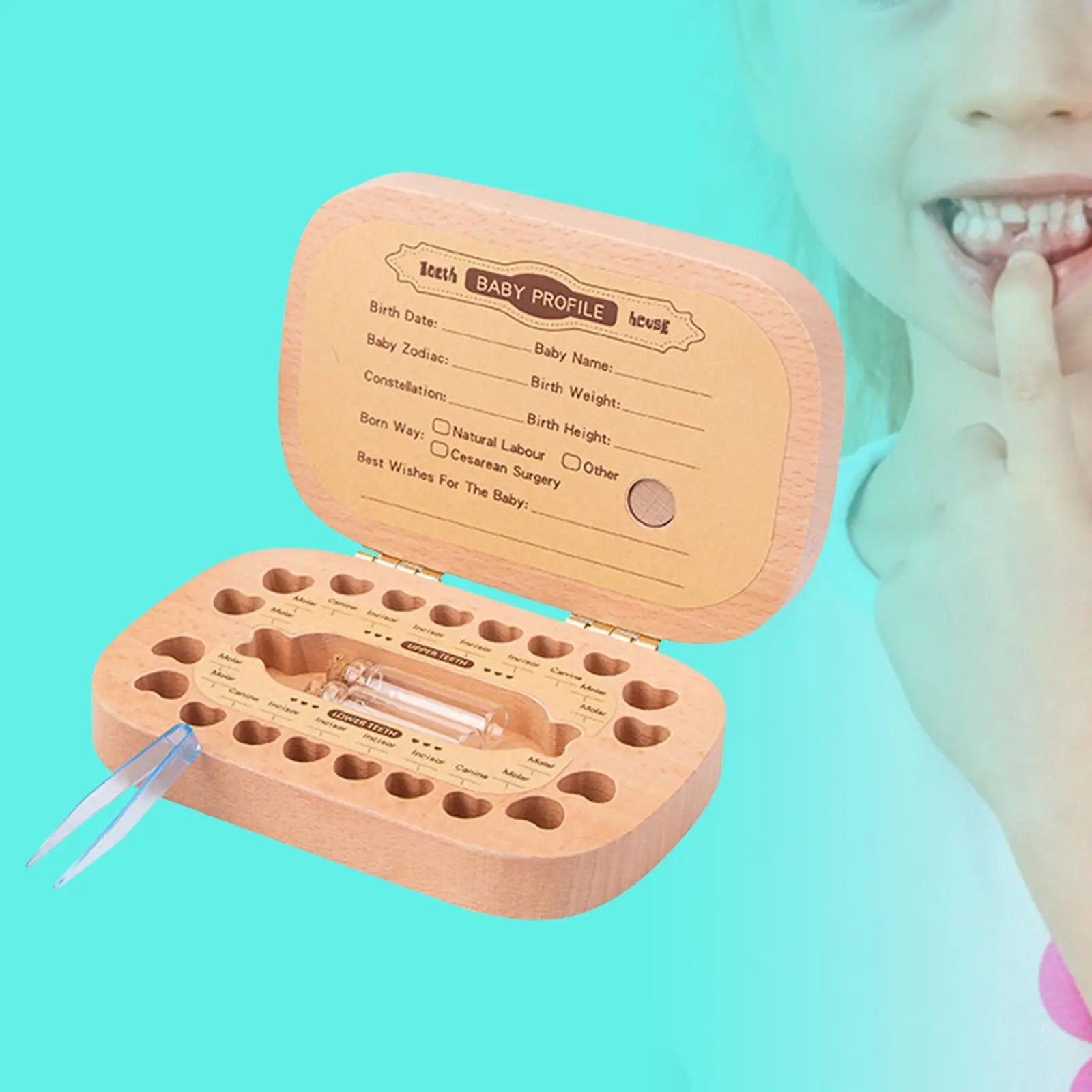 Baby Teeth Box Growing up Ceremony Portable Teeth Collection Fetal Hair Case Handmade Commemorative Box for Children Boys Girls