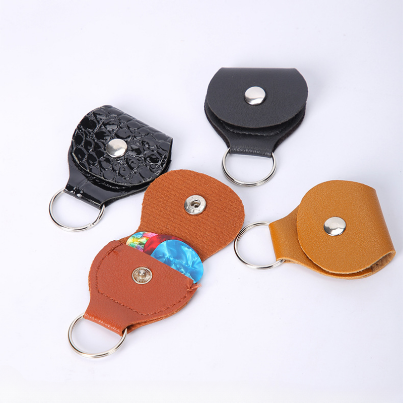 Gitarre Picks Schlüssel bund halter Leder Plektrum Aufbewahrung tasche Tasche Kawaii Schlüssel ring Fall für E-Gitarre Bass Ukulele Organizer – Detail 4