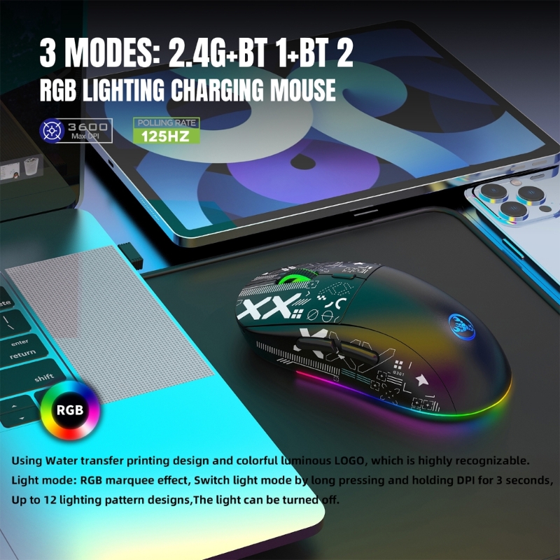 compatível 3600DPI Hot-Swappable RGB Light Game