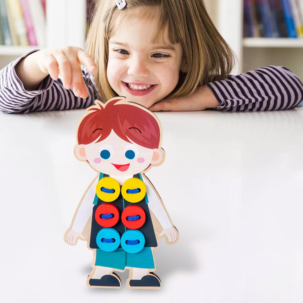 Wooden Educational Toys Teaching Aids Threading Toys for Girls Boys Early Education Gifts Play House Learning Basic Life Skills
