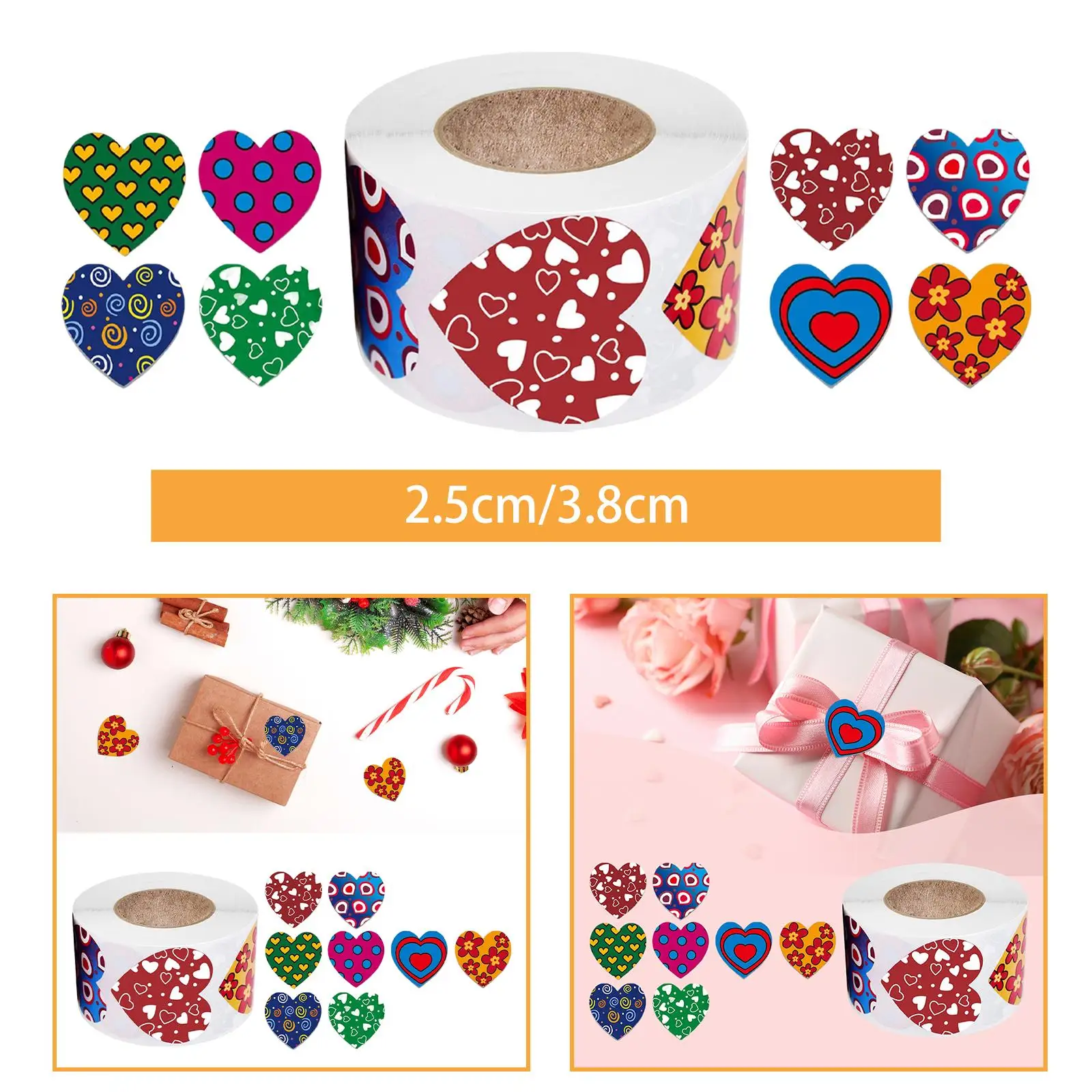 500Pcs Heart Stickers for Kids Self Adhesive Sealing Stickers for Valentine`S Day Envelopes Wedding Party Accessories Decoration