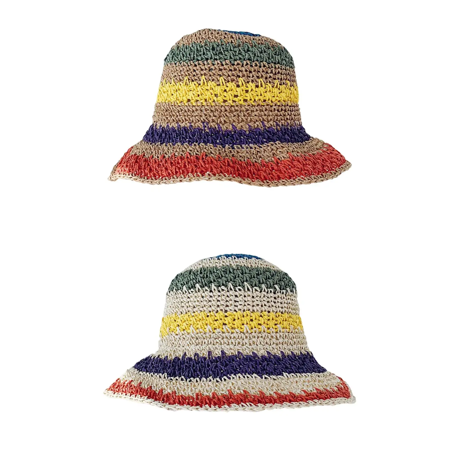 Women Straw Beach Sun Visor Hat Dome Bucket Sunhats for Summer Hiking Party