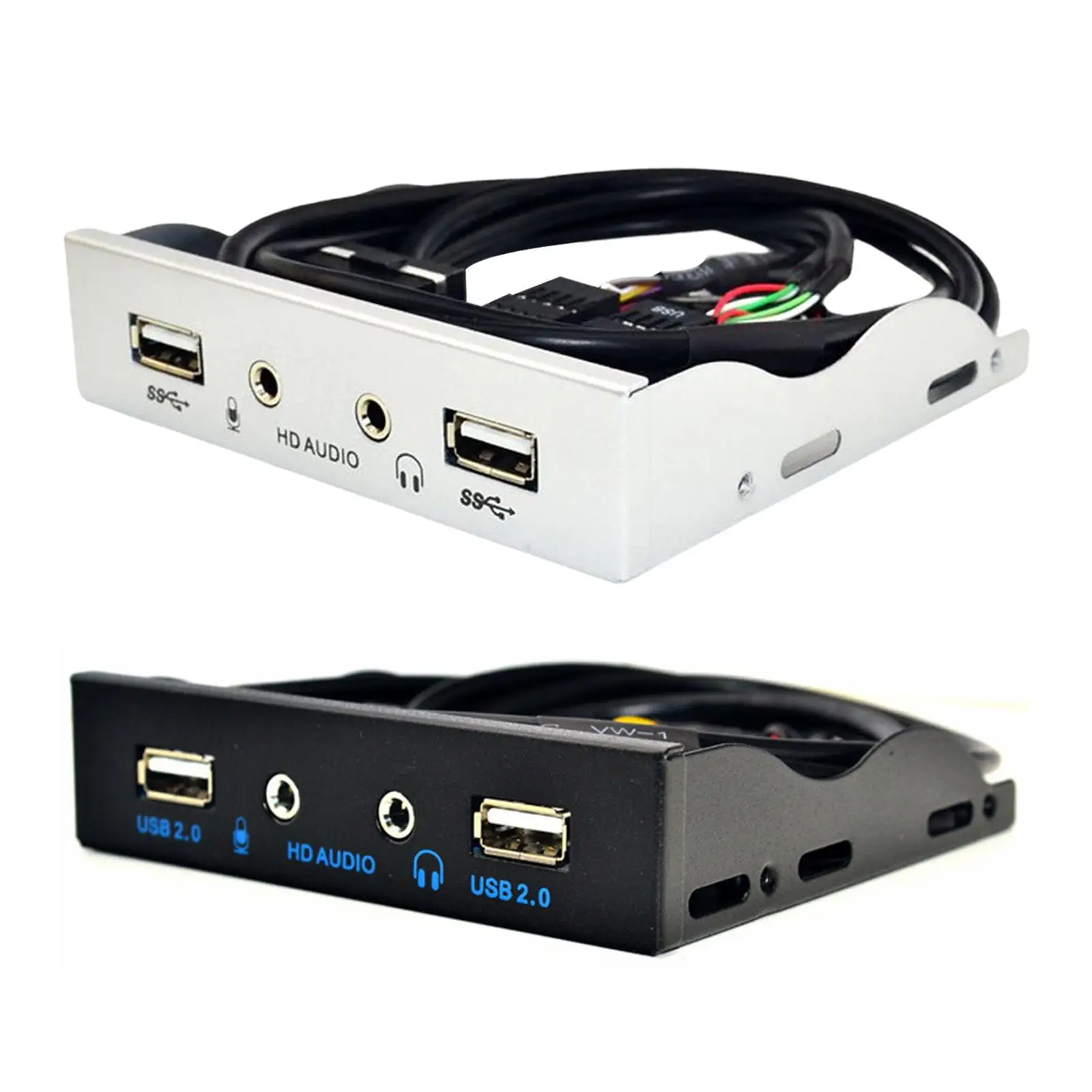 9Pin to USB 2.0 Hub Splitter Front Panel for PC Audio 3.5mm Earphone Jack for Floppy Bay
