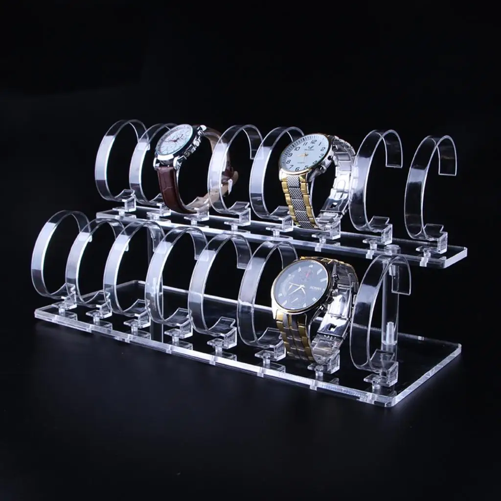 Acrylic 2-Tier Jewelry Wrist Watch Displays Rack Holder Case Stand Tool Bracelet Jewelry Packaging Stand