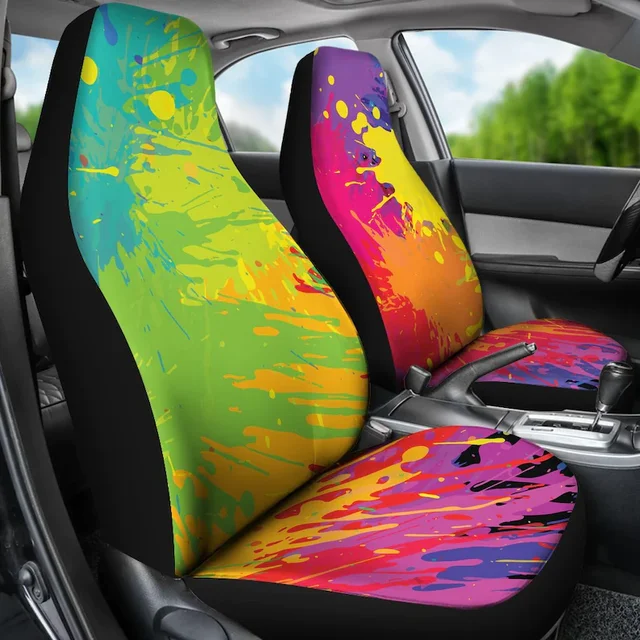 Colorful top Abstract Artistic Pattern Car Seat Covers Pair, 2 Front Seat Covers, Car Seat Protector, Car Accessory, Seat Cover For Car