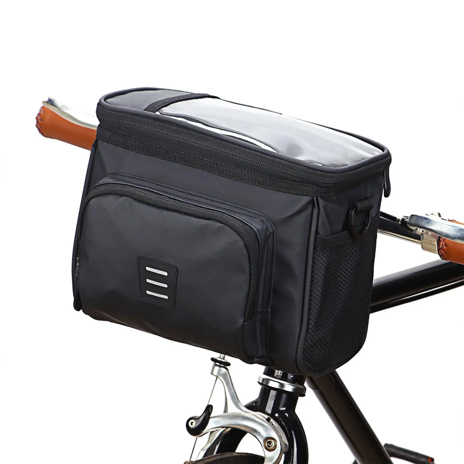 Outdoor Bike Handlebar Bag Waterproof Sturdy Bike Front Tube Bag for Riding Touring Wallet Storage 