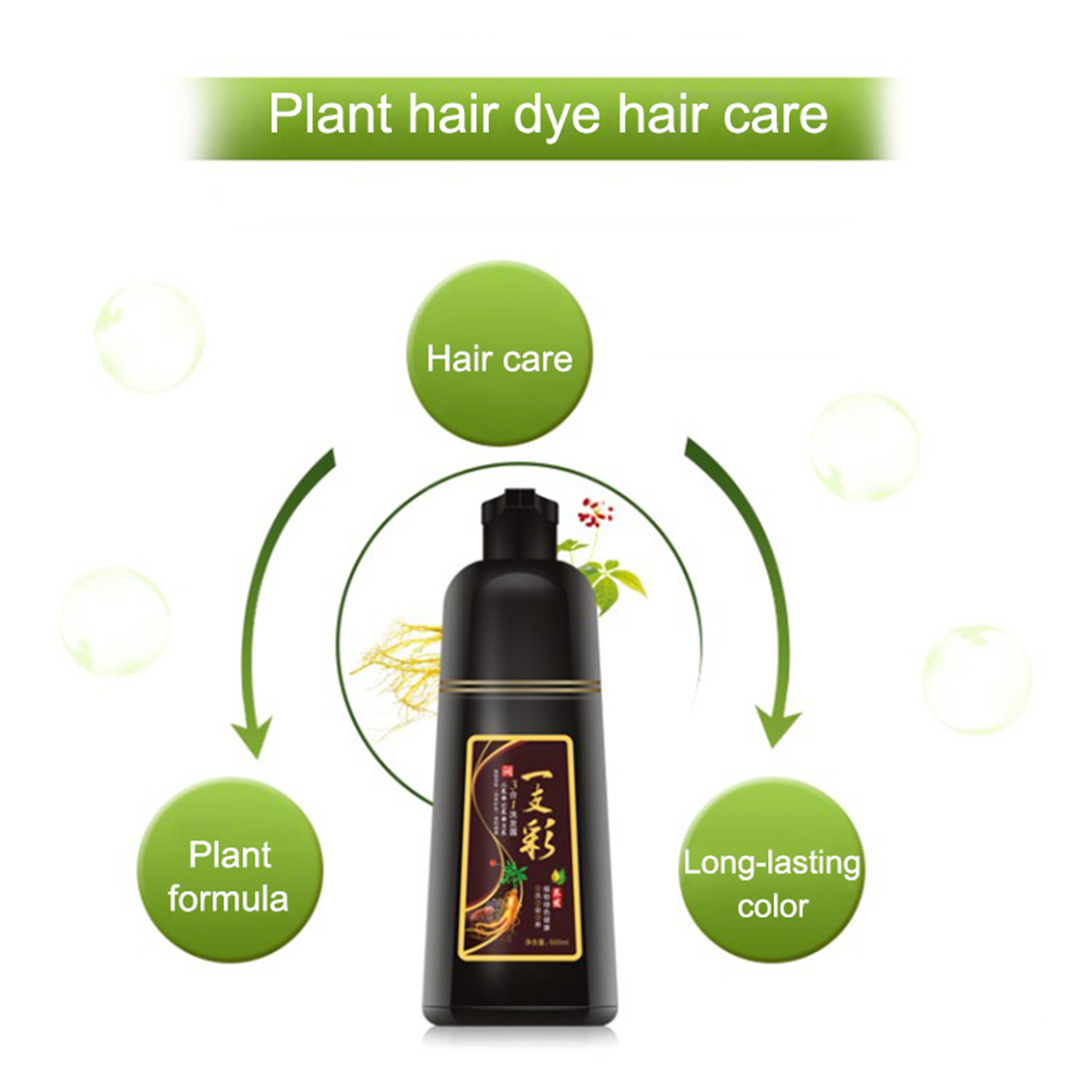 Description Picture 5 of item500ml Natural Plant Fast Hair Dye Long Lasting Moisturizing Black Hair Dye for Female Male Hair Dye