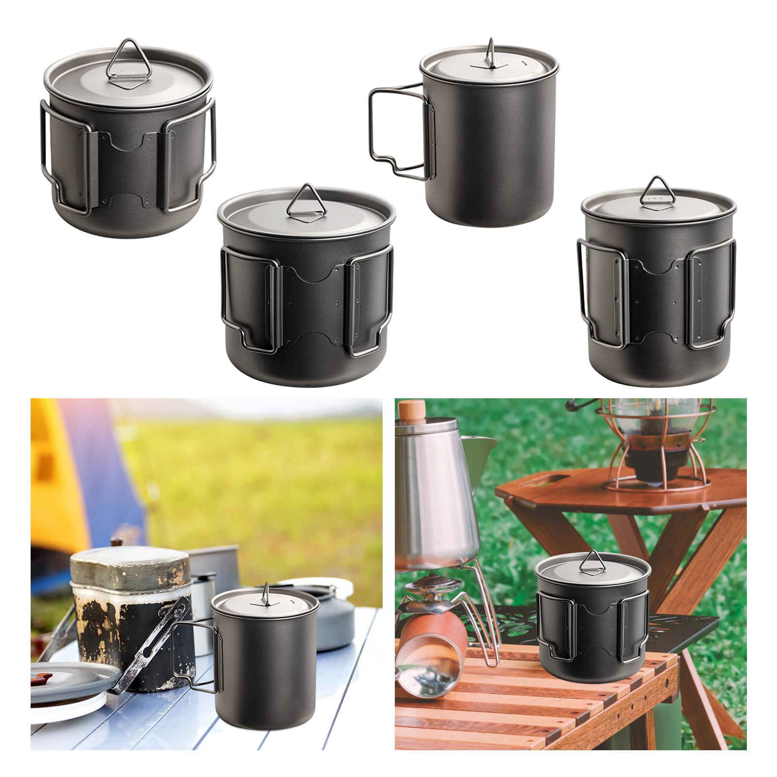 Titanium Water Cup with Foldable Handle Tea Pot for Cooking Outdoor Picnic