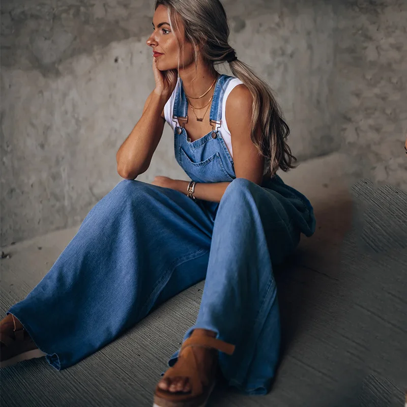 Cotton denim jumpsuit on sale