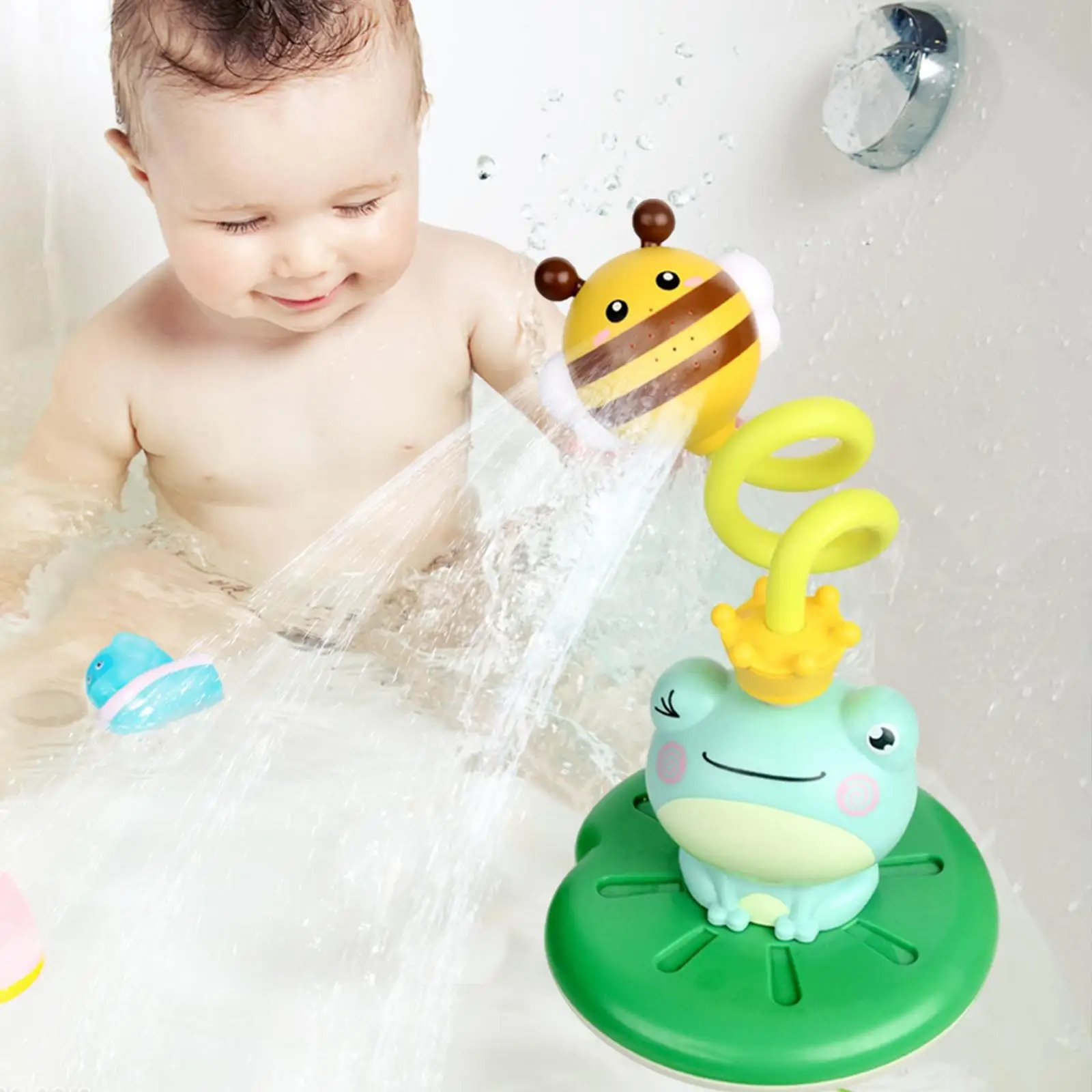 11 Pieces Lovely Electric Shower Spray Head Swimming Shower Spray Water Two Spraying Mode Rain Baby Bath Toys Frog Squirter Toy