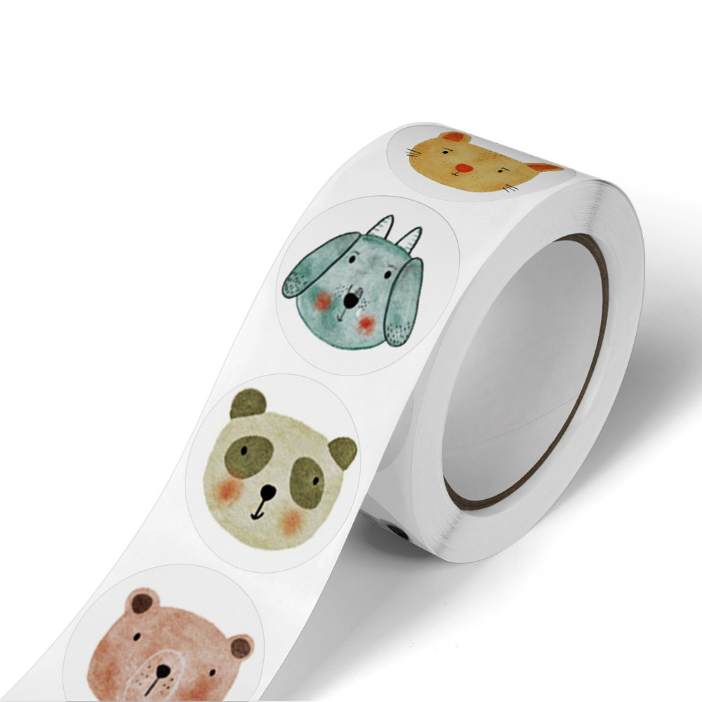 500-pcs 1 Zoll Tier Panda Katze Hund Fuchs Aufkleber Rolle für Umschlag Lob Belohnung Etikett Briefpapier Siegel Etikett Kind Spielzeug Geschenk – Detail 2