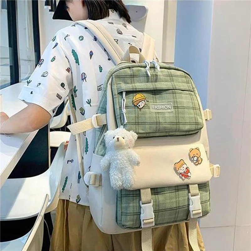 meninas mochila ombros sacos de escola estético bonito mochila mochila de grande capacidade saco de escola com cores