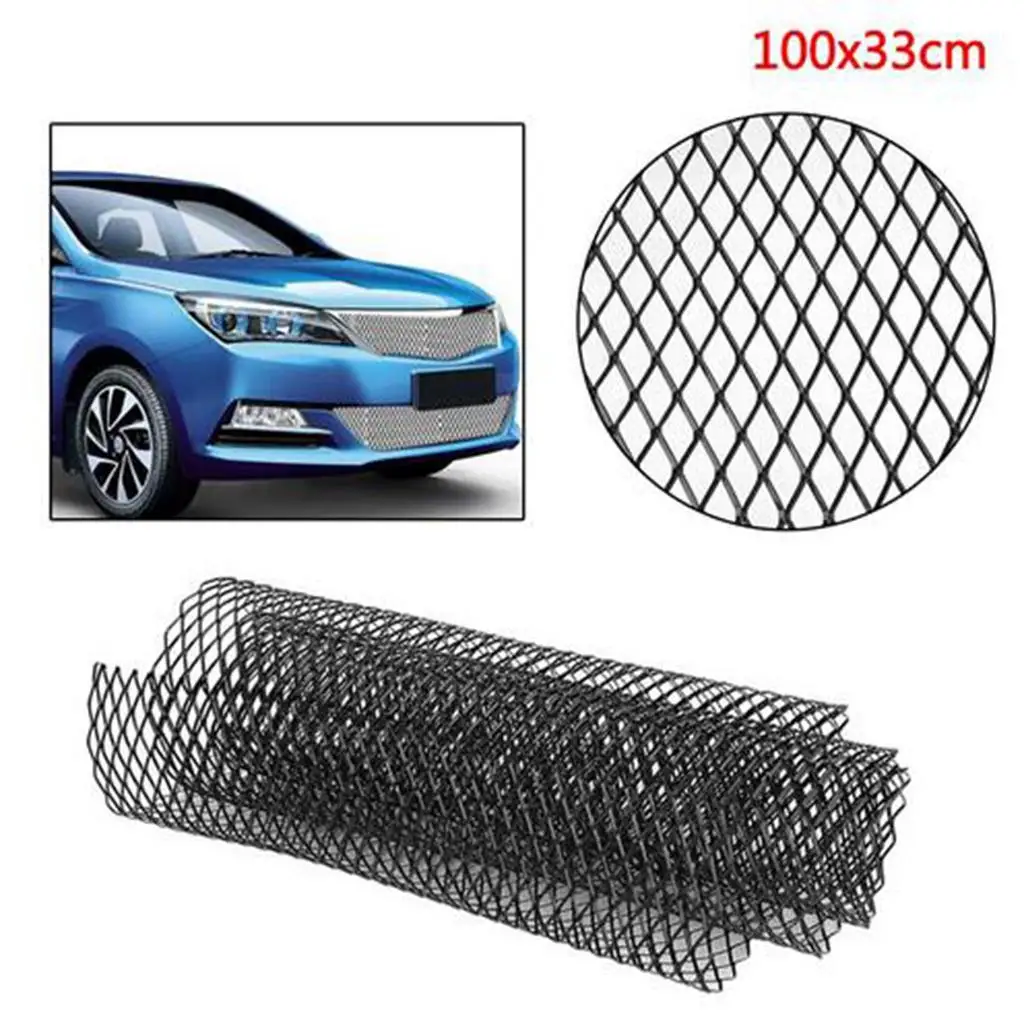 Car Vehicle Black  Aluminum Alloy 3x6mm Rhombic Grille Mesh Sheet Universal Fit for any bumper body kit fender 100 x 33cm