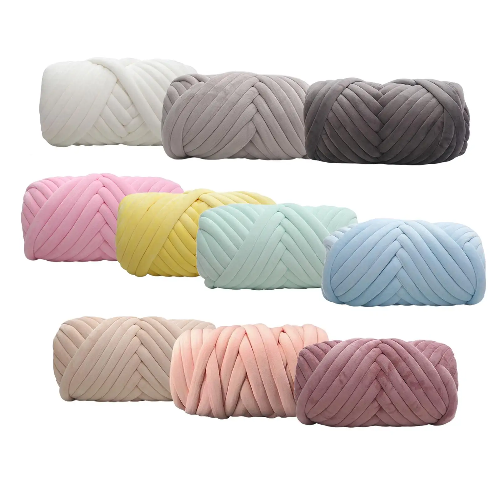 500G Velvet Bulky Chunky Yarn Arm Knitting Rug Making Jumbo Tubular Yarn for Baskets Hand Knit Tapestry Blanket Macrame Projects