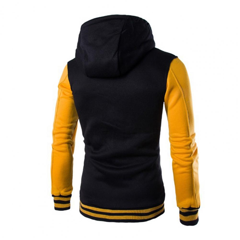 Description Picture 4 of itemContrasting Stitching Sweatshirt Coat Hooded Drawstring Hoodie Coat Fashionable Men's Spring Autumn Hooded Baseball Coat