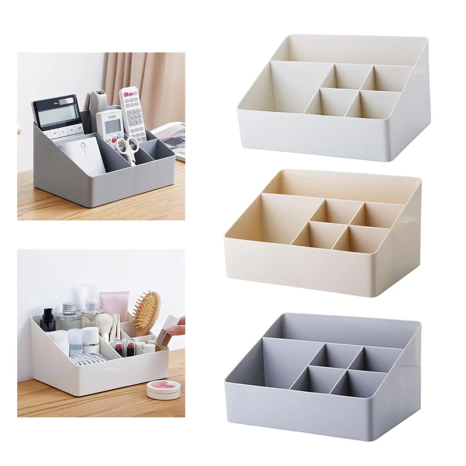 Cosmetic Storage Box 6 Grid Desktop Finishing Makeup Organizer for Kitchen Bedroom