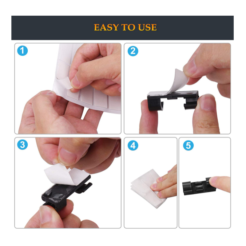Description Picture 6 of itemCable Clips Strong Self-Adhesive Sticky Wire Clips Cable Management TV PC Wire Cable Holder Cable Cord Organizer for Home Office
