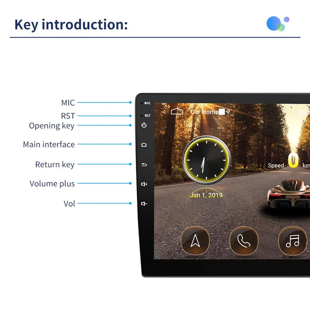 Android 8.1 1 DIN 1+16G 9`` Car FM Radio Stereo GPS Navigation WIFI Headunit