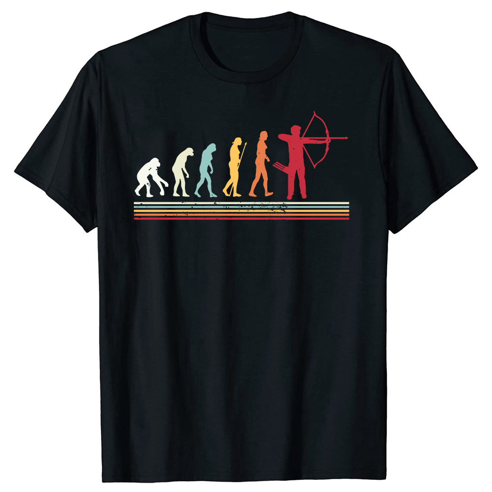 Tricou de vară cu arcul Evolution amuzant, vânătoare cu arc, săgeți, arcaș grafic, bumbac streetwear, cadouri de ziua de naștere, tricou_voghion.com