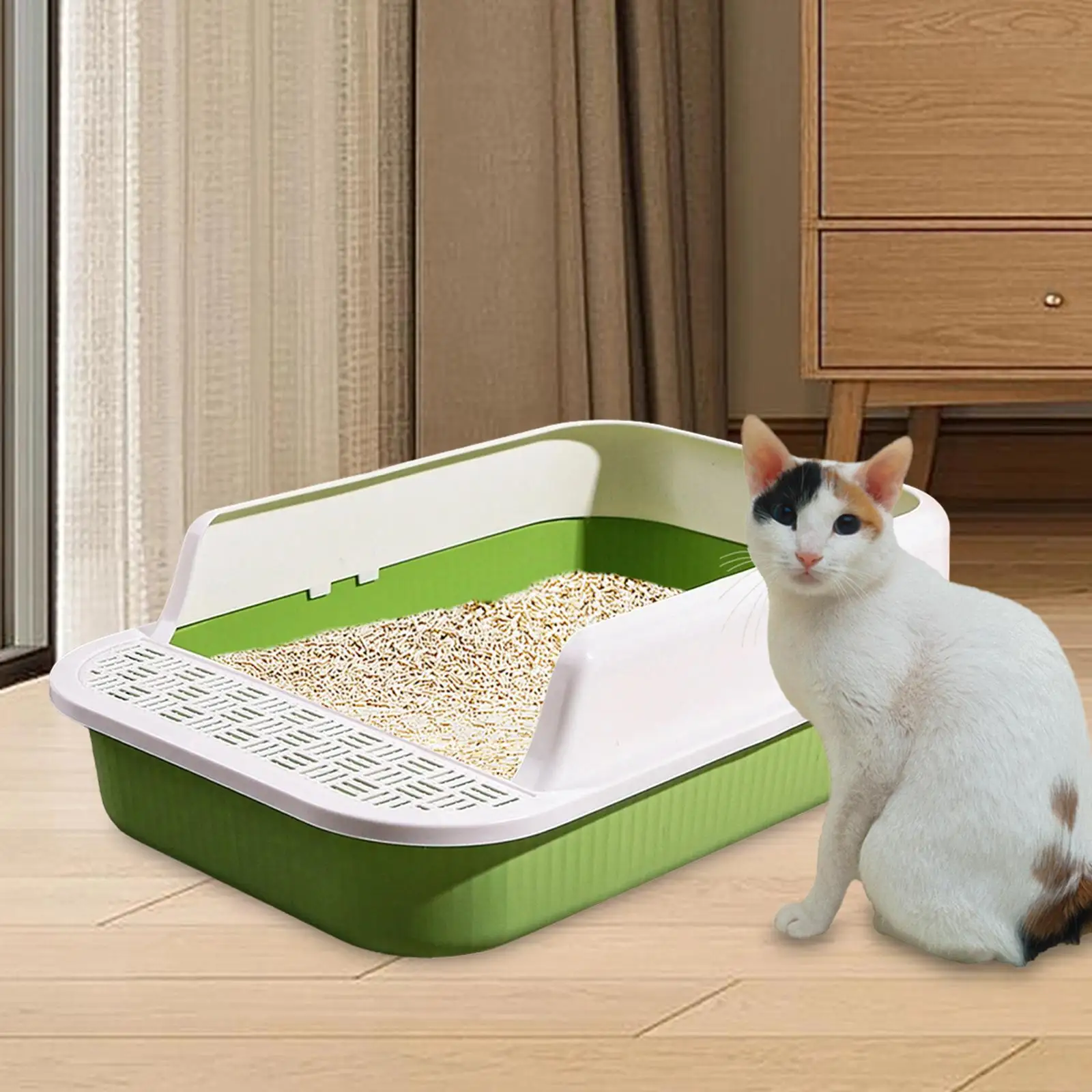 Cat Litter Box for Indoor Cats Large Open Top Pet Litter Tray Cat Toilet