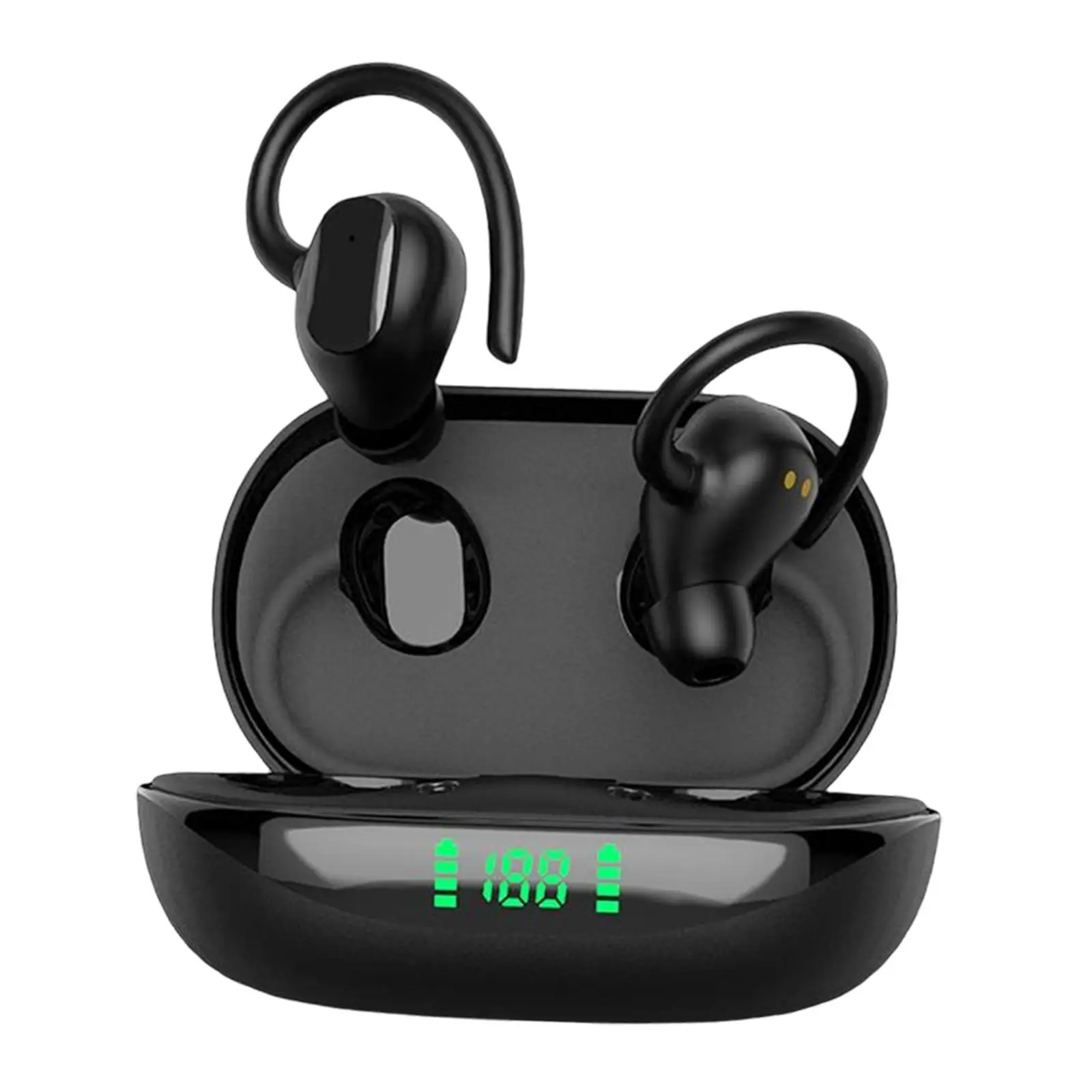 Waterproof Wireless Earphones Headphones with Earhooks for Workout Gaming Comfortable HiFi Sound Universal Power Display Music