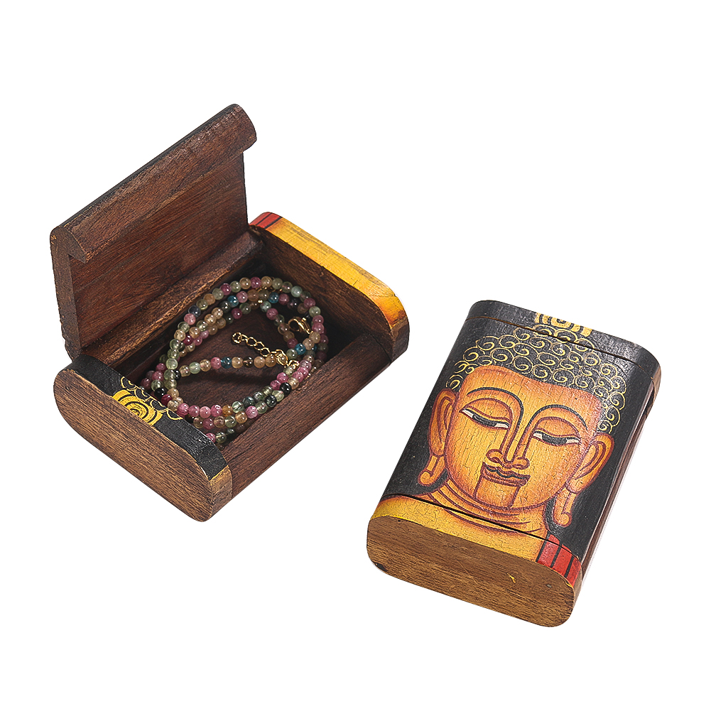 1 Stück Vintage Bemalte Teakholz Buddhistische Nudelbox Kreatives Tischgeschirr für Restaurant und Zuhause Reise-Souvenir Schmuck-Aufbewahrungsbox Handwerk – Detail 2