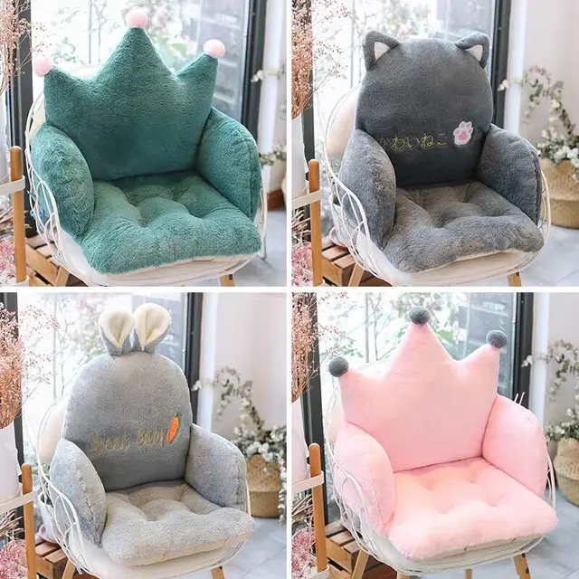 Cute Chair Cushions Stuffed Desk Seat Cushion Plush Waist Backrest Washable  Back Winter Girls Dorm Floor Pillow - AliExpress