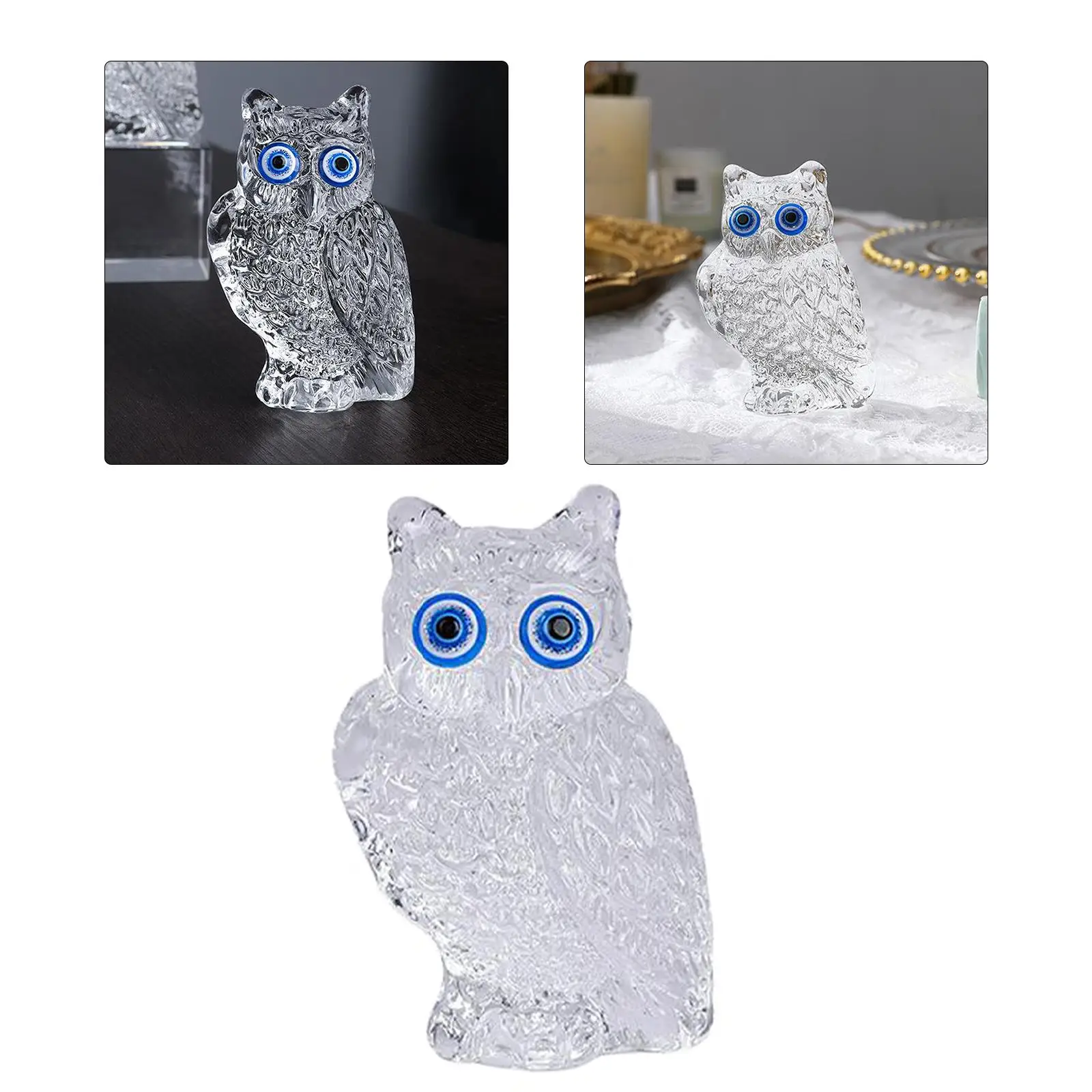 3D Crystal Owl Ornament Crafts Animal Sculpture Living Room Shelf Decor