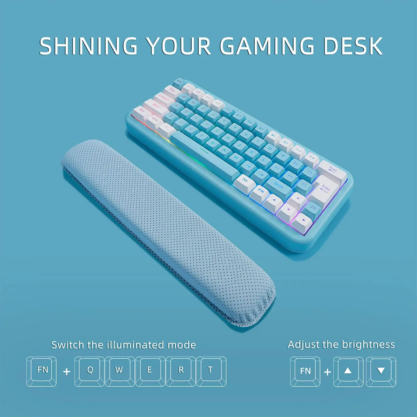   Keyboard W/ Wrist  6 Backlit plug  Rechargeable 1850mAh Full Size Compact RGB for Desktop  Office
