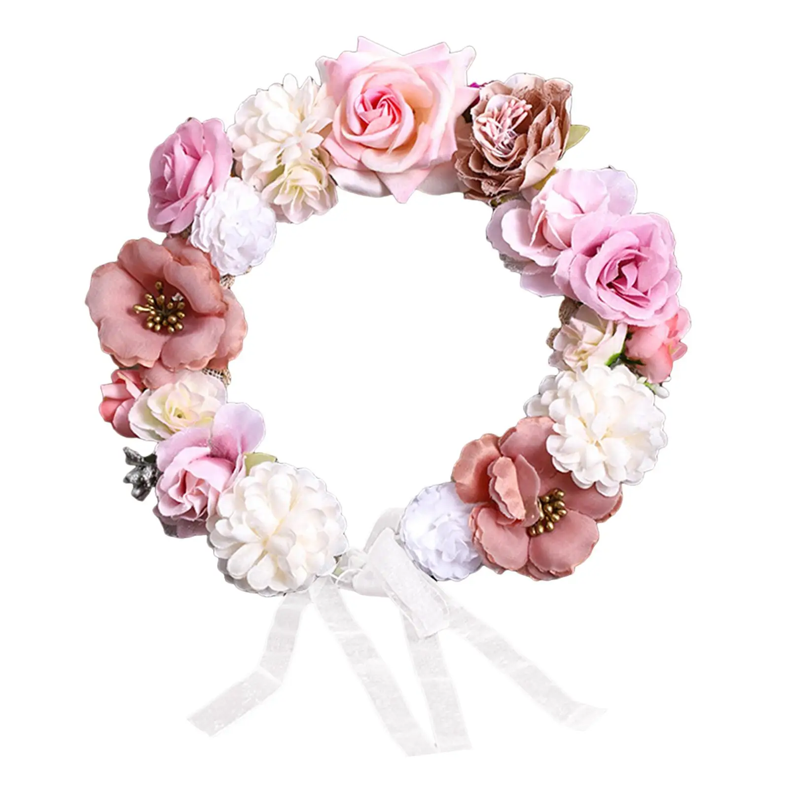 Rose Wreath Flower Garland Bridal Wreath for Wedding Headband Spring Summer Wedding