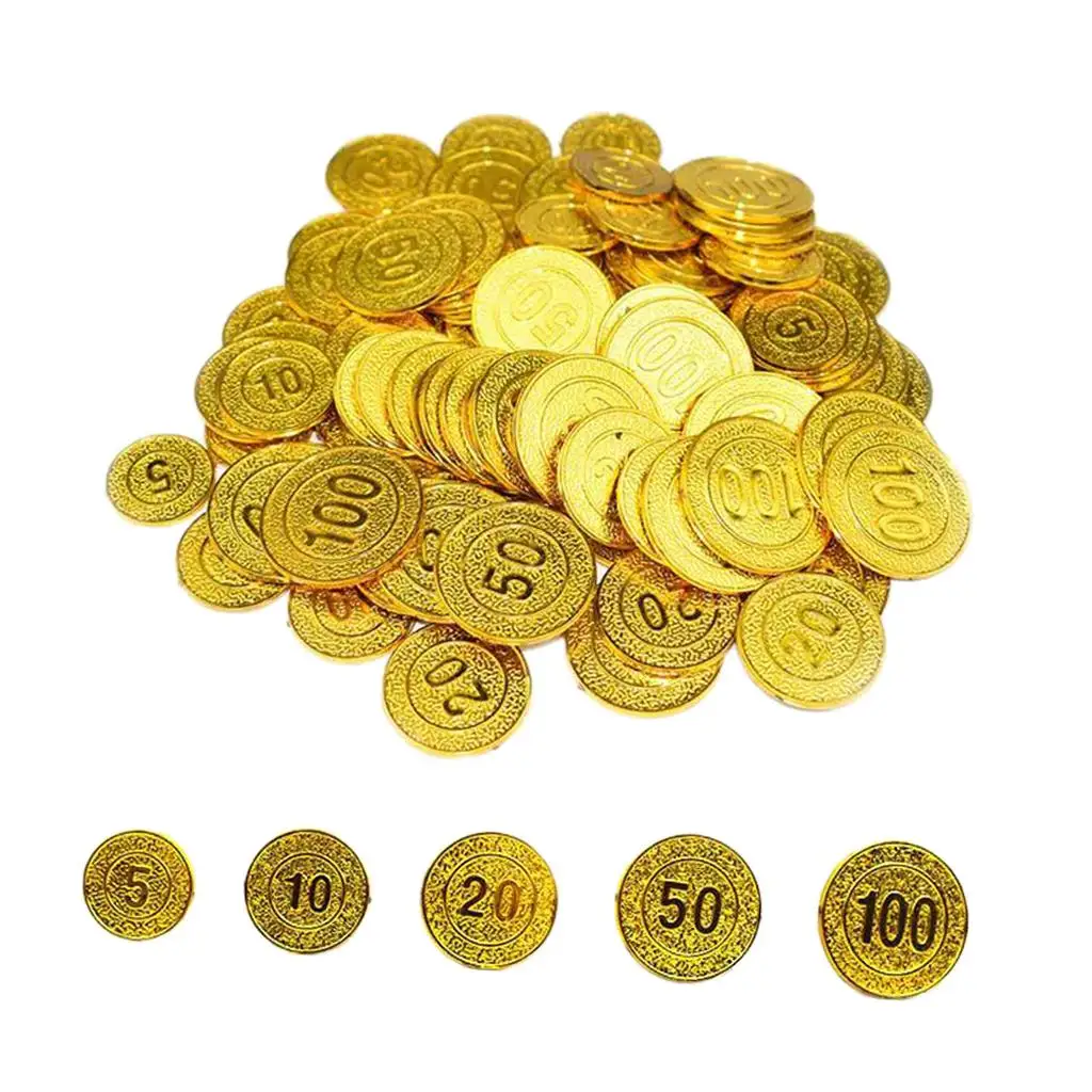 2x 100 Pcs   20 50 100 Double Sided Pirate Coins Photo Props  Game