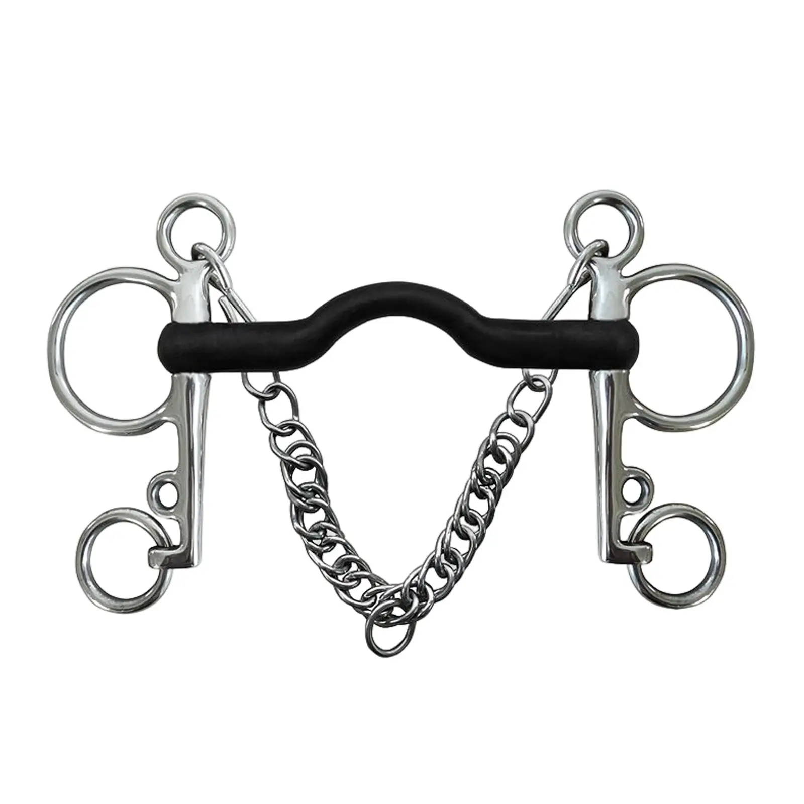 Metal, Mouth W/Curb Hooks Chain, Harness, Horse Bit, Cheek for Training Equipment Horse Bridle Performance Equestrian