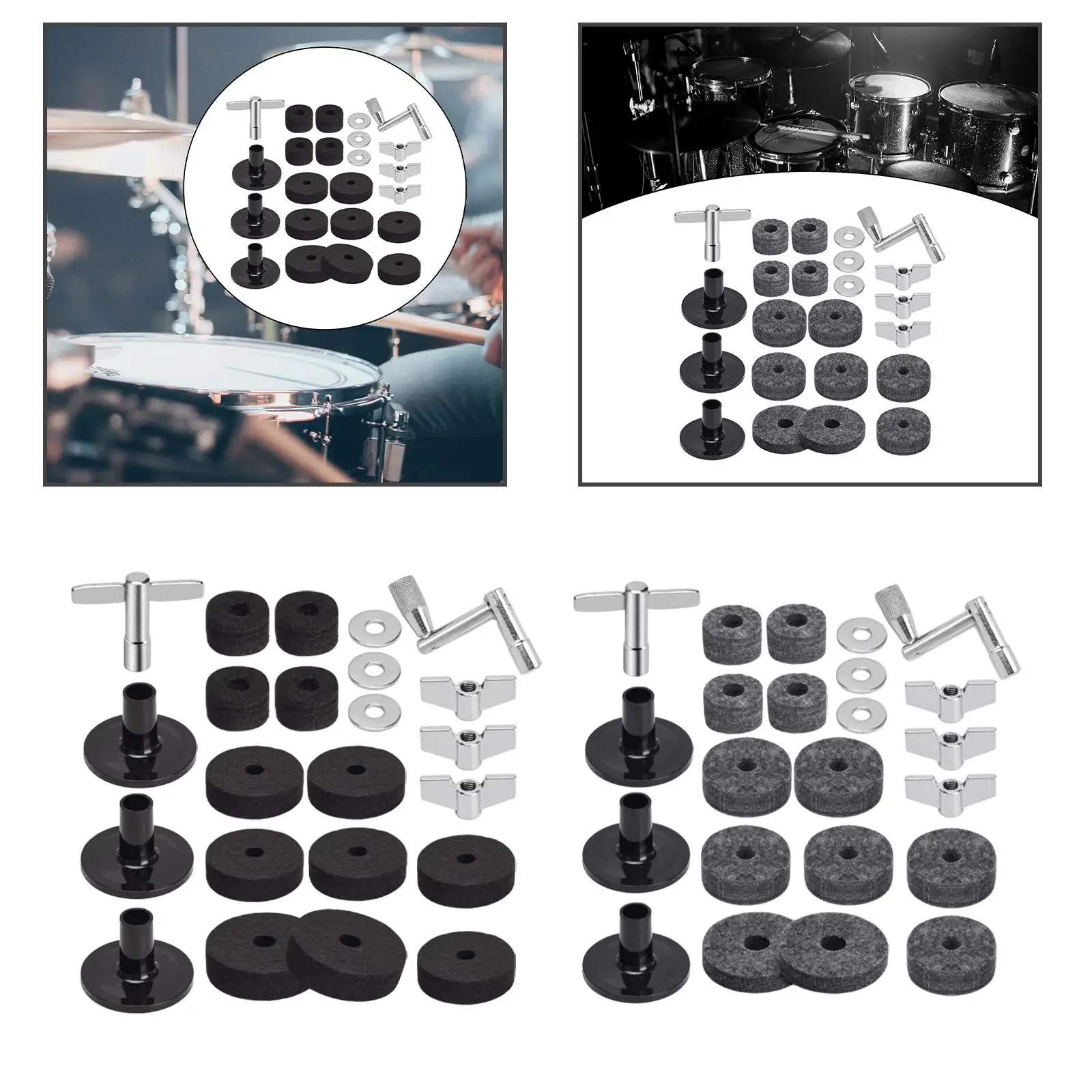 23Pcs Drum Cymbal Felt Pads Cymbal Stand Felts for Hi Hat Drum Accessories