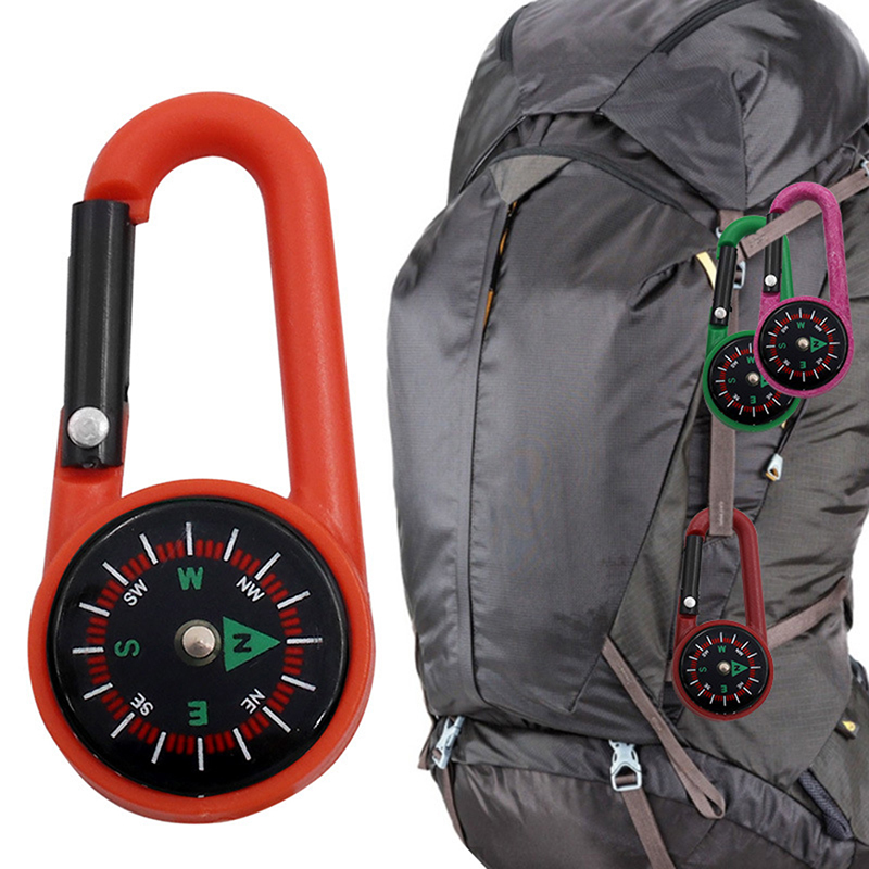 Description Picture 2 of itemMini Compass With Hook 2-in-1 Multifunctional Hiking ABS Carabiner Sensitive Guide Outdoor Mountaineering Key Ring Camping Tool