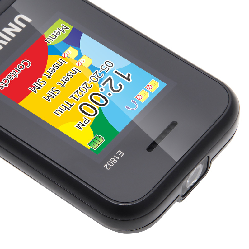 UNIWA E1802 2G Cellphone 1.77 Inch Flip Phone Push Button 1800mAh Telephone for Senior Elder Dual SIM Dual Standby Wireless FM