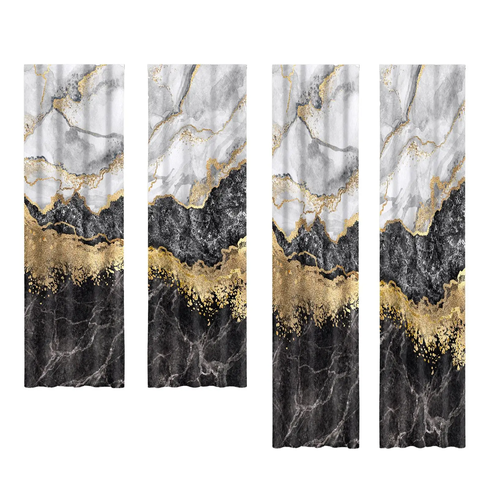 Marble Pattern Digital Print Blackout Curtain Accessories Easily Install and Slide Lightweight Two Panels for Room Decoration