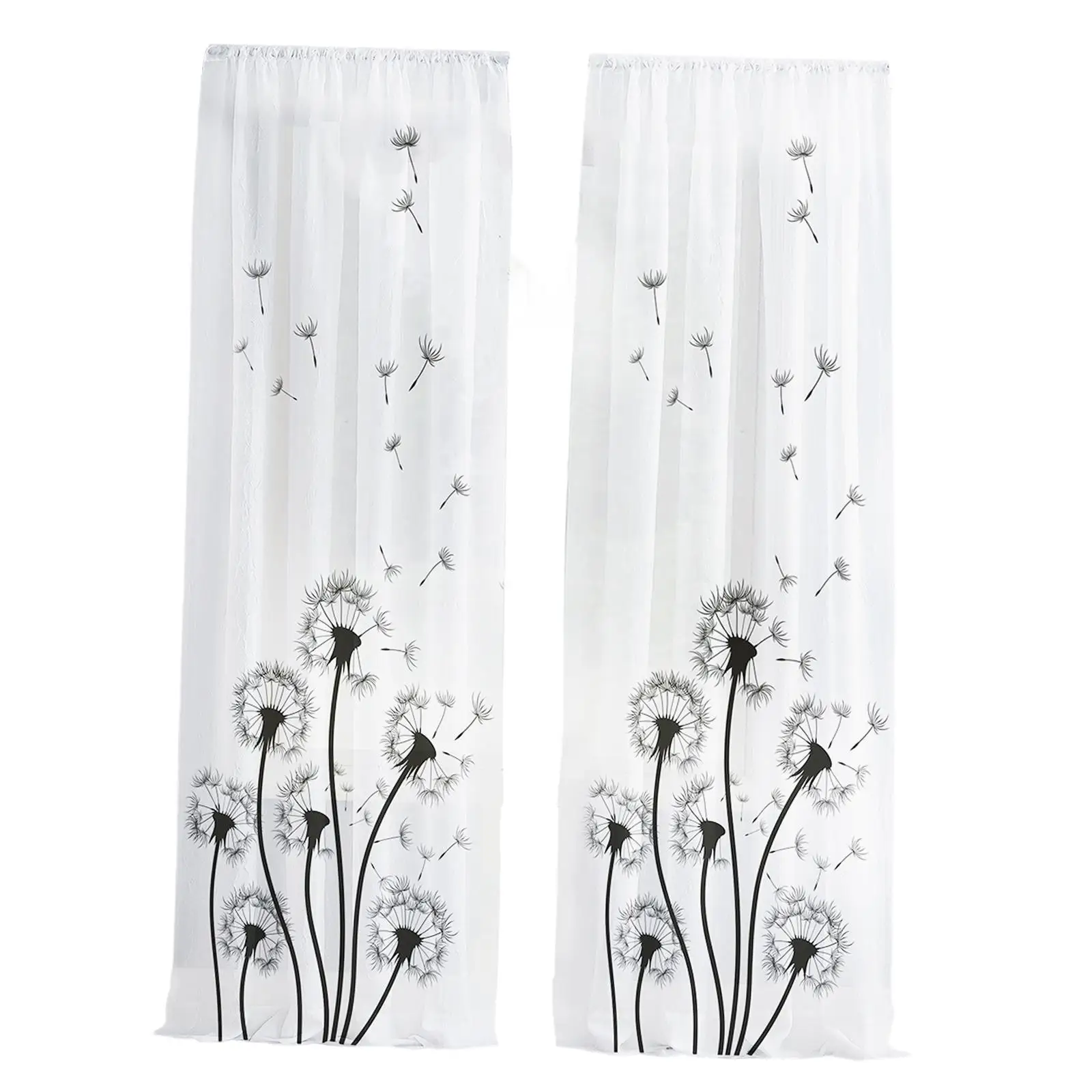 2x Window Tulle Curtains Filtering Window Curtains Decoration Rod Pocket Curtain for Home Window Sliding Glass Door Kitchen
