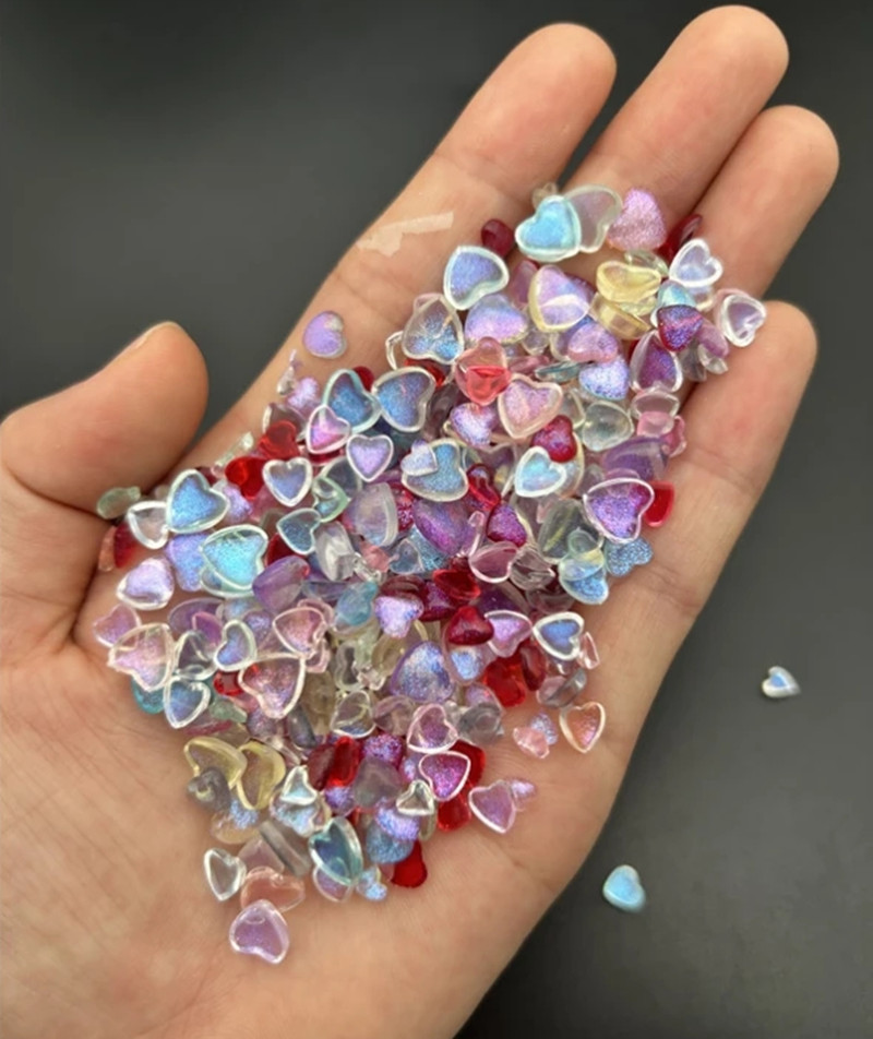 Best of 50pcs Kawaii AB Resin Peach Heart Nail Art Decorations 3D Ice Transparent Glitter Love Cute Nail Charms Rhinestones Manicure DIY Reviews & Tips