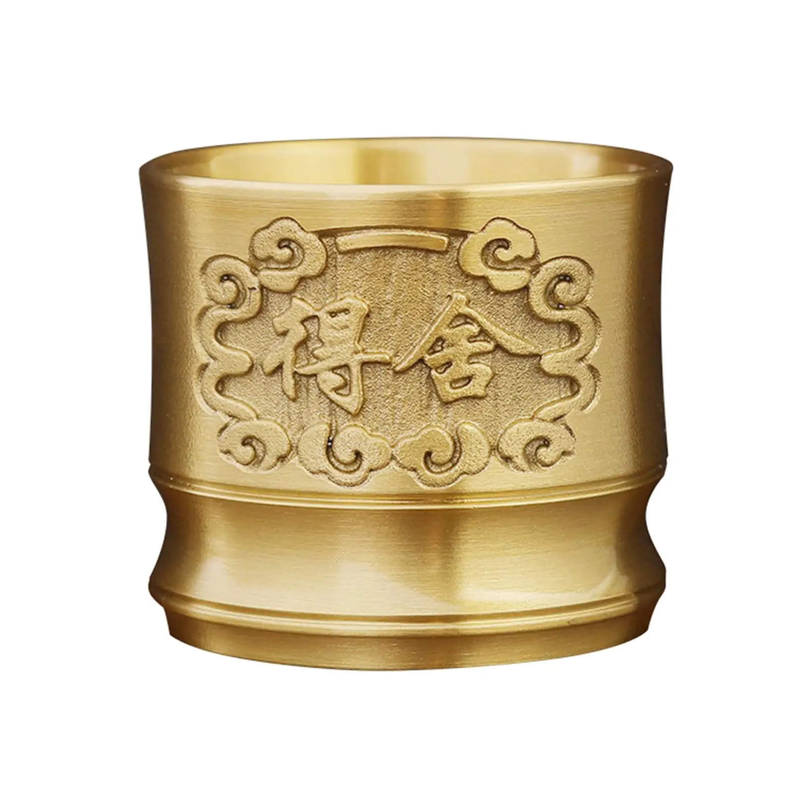 Chinese Style Brass Cup Collectibles Drinking Cup Teaware Engraved Personal Teacup for Desk Home Decor Housewarming Gift