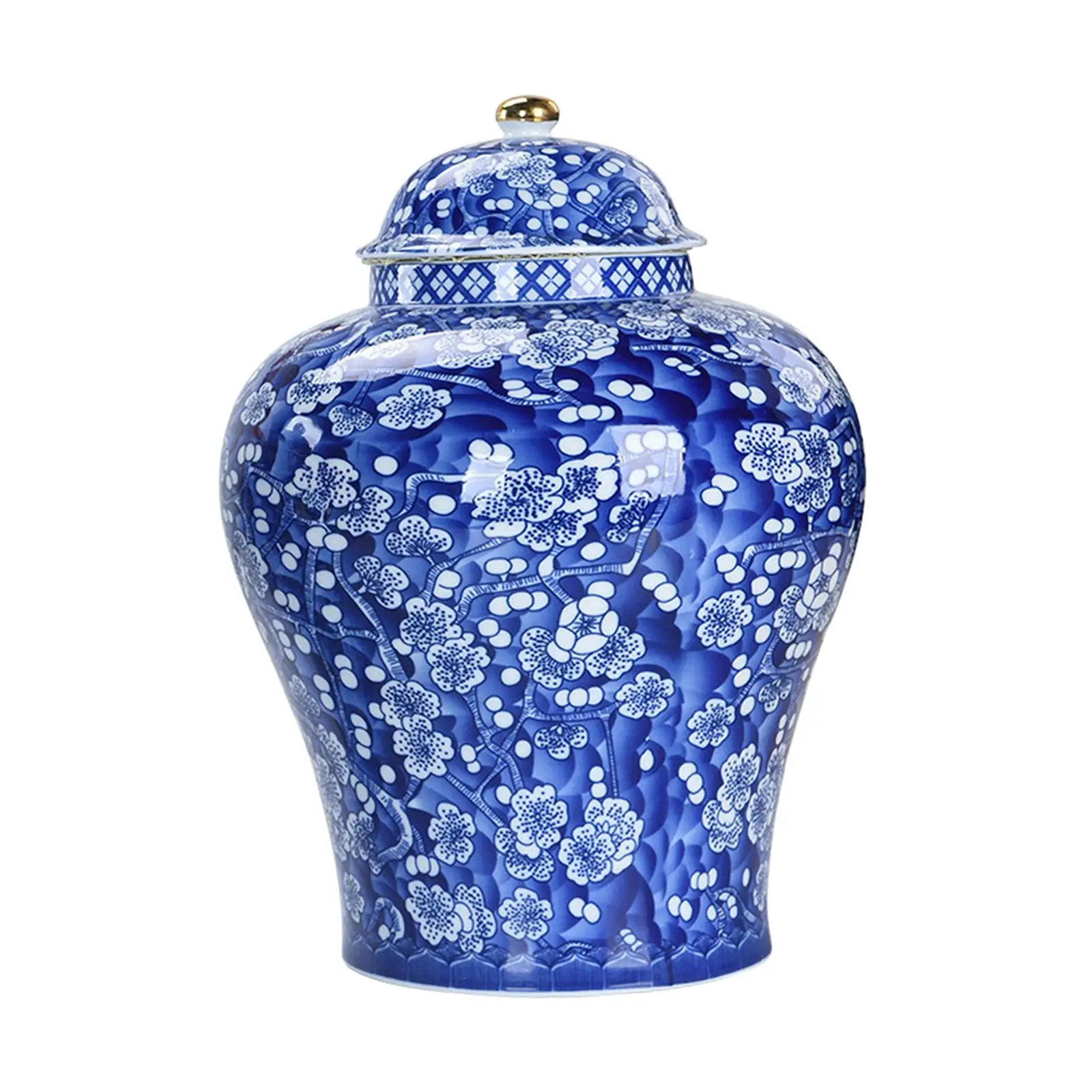 Mandarin Plum Porcelain Vase, Ginger Jar Temple Jar Blue and  Your  Decorative Classical Home  Piece Glazed
