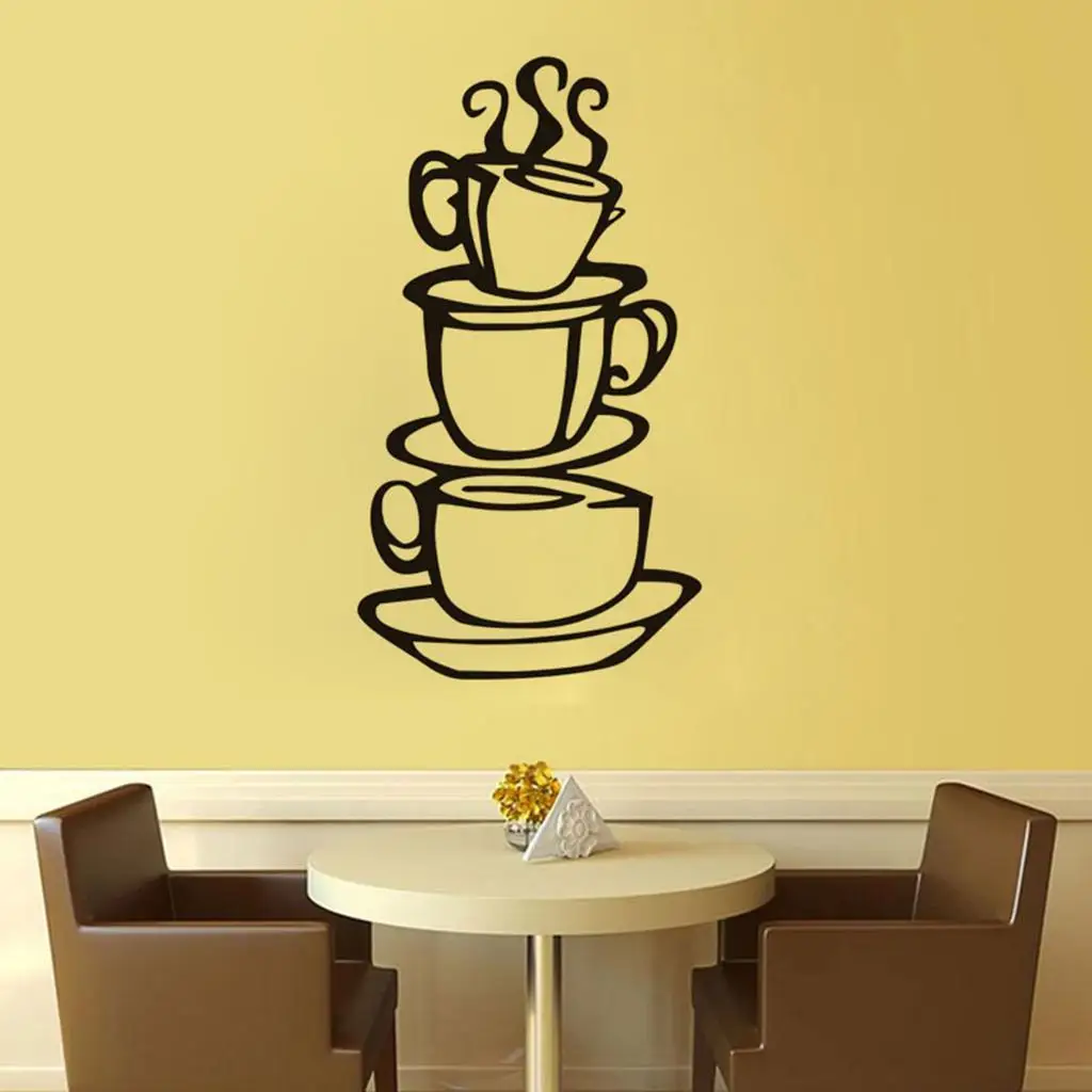 Home Kitchen Restaurant Cafe Tea DIY Wall sticker Coffee Cups Pattern Sticker Fashion Romantic Wall Decor Wall Stickers