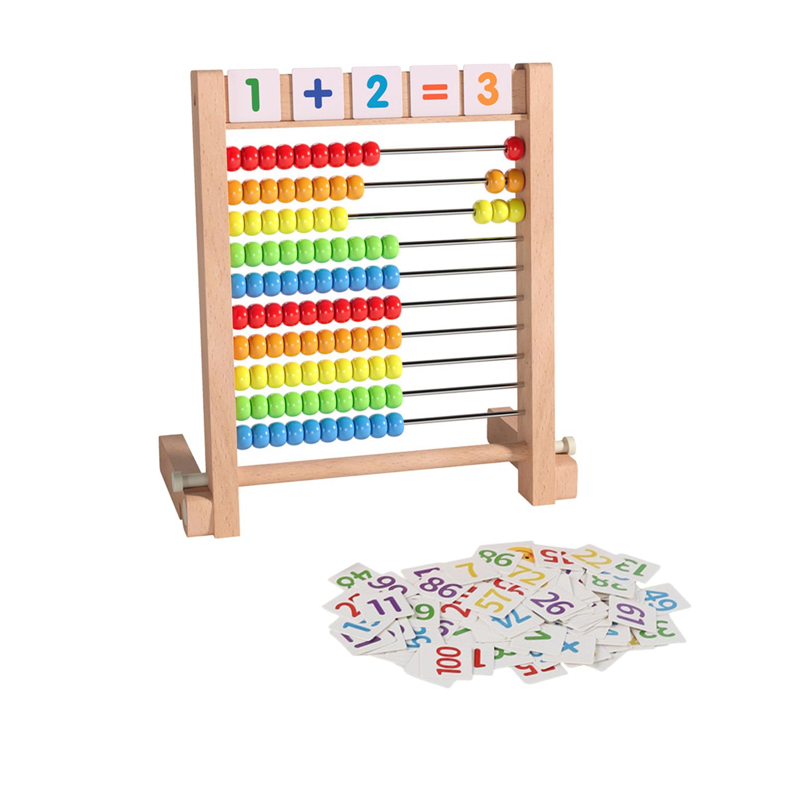 Wooden Abacus Ten Frame Set Smooth Edges Educational Counting Frames Toy for Elementary Toddlers Kids Children Boys Girls